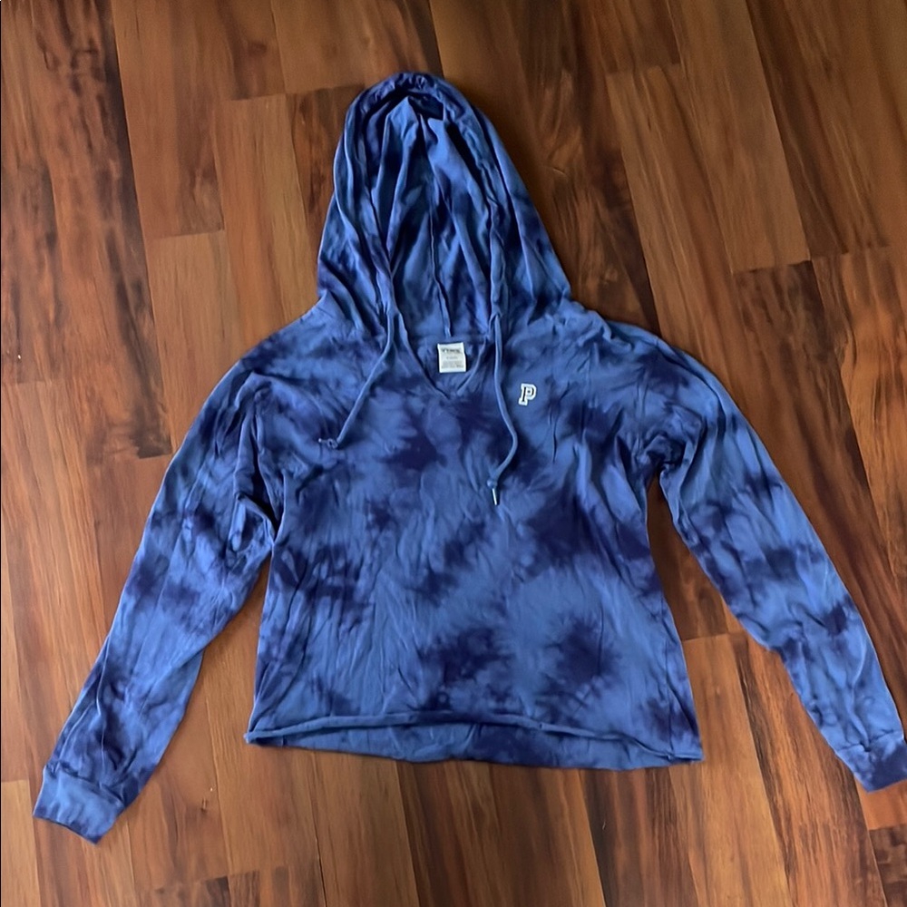 PINK Blue Tie-Dye Hoodie